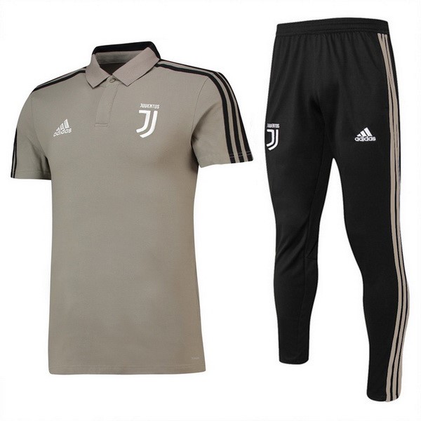 Set Komplett Polo Juventus 2018-19 Braun Schwarz Fussballtrikots Günstig